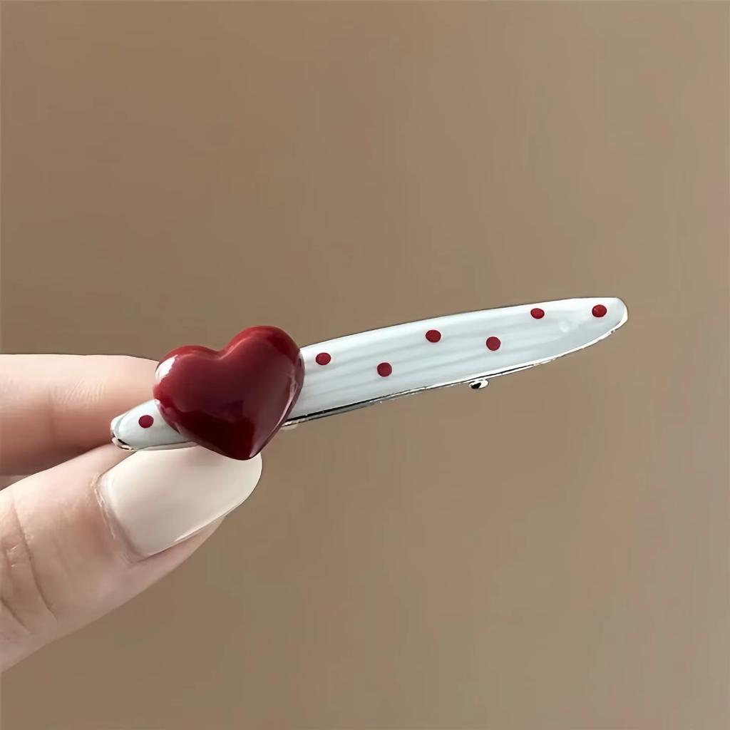 Korean Red Hearted Cherry Polka Hair Clip Sweet Cute Side Hairpin Hair Accessories for Women Girls Gifts