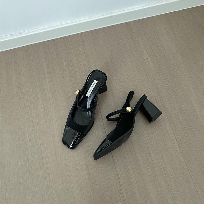 High heels beautiful bag head sandals women's 2025 new fashion French retro square head Mary Jane shoes gentle