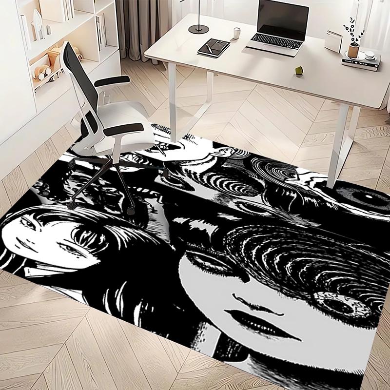 1pc Thriller Manga Junji Ito Tomie Print Area Rug - Soft, Washable Non-Slip Indoor Mat, Living Room, Home Office Decorative Rug,Office Decorative