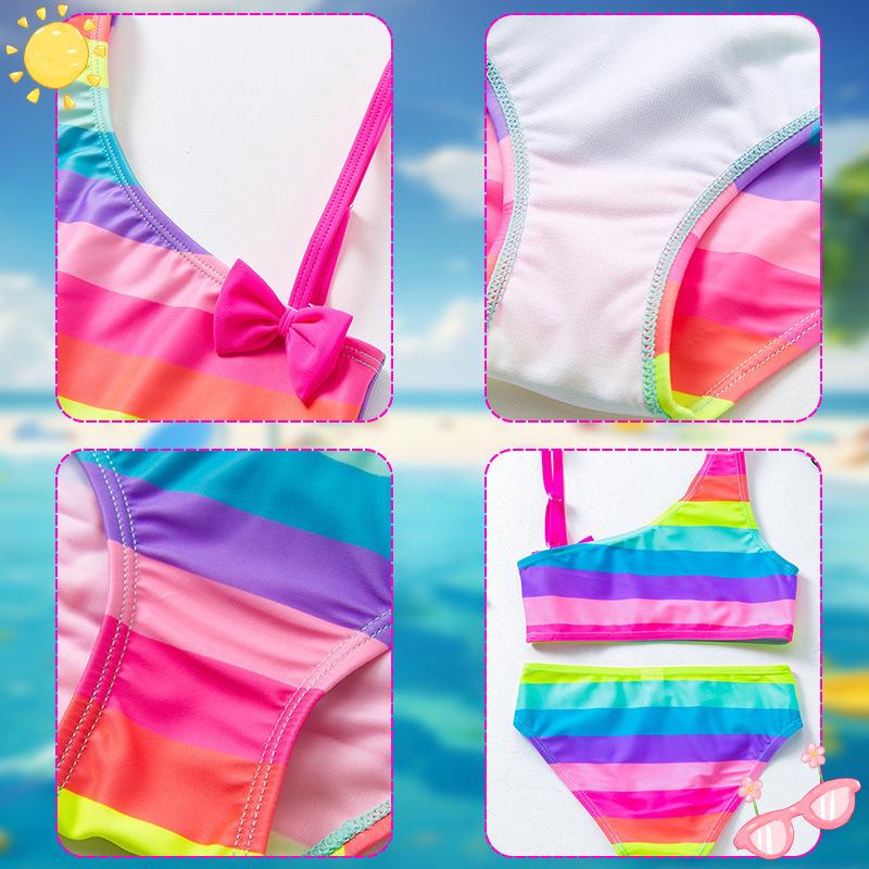 Two-Piece Demon Hunter Girls' Swimsuit - Cartoon Print Beachwear Set