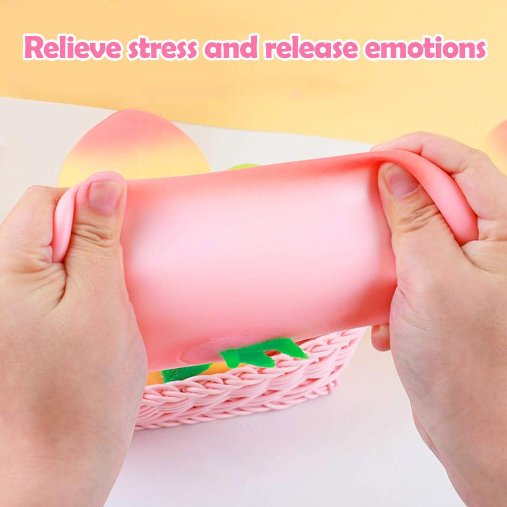 7cm Peach Stress Relief Toy Soft TPR Material Built-in Air Bubble for Crisp Sound Anti-Anxiety Squeeze Fidget Toy for Work Study