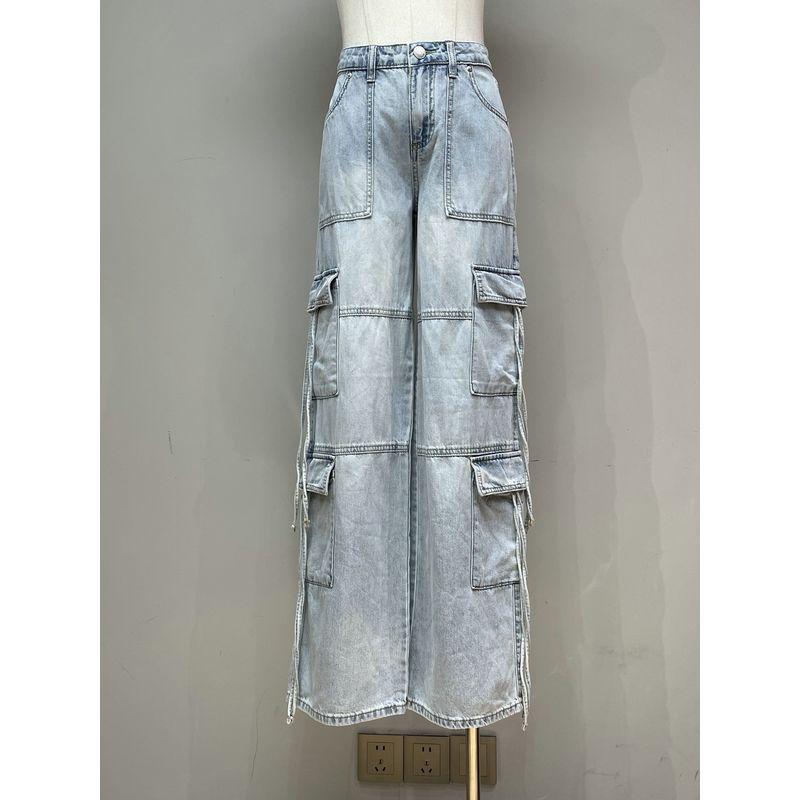 

2025 Spring New Arrival Fashion Wind Fashion Trendy Waist Washing Denim Shirt Casual Classy Cargo Jeans Jeans 6