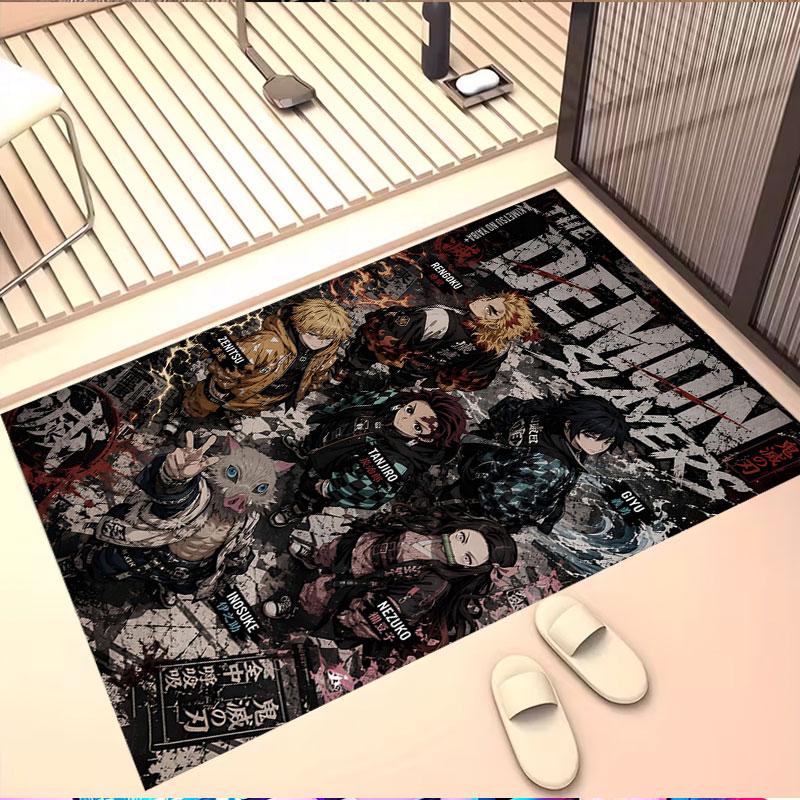 Demon Slayer Print Rug, Washable Floor Carpet, For Entryway Dorm Laundry Room Office Study, Home Decor Birthday Christmas Gift