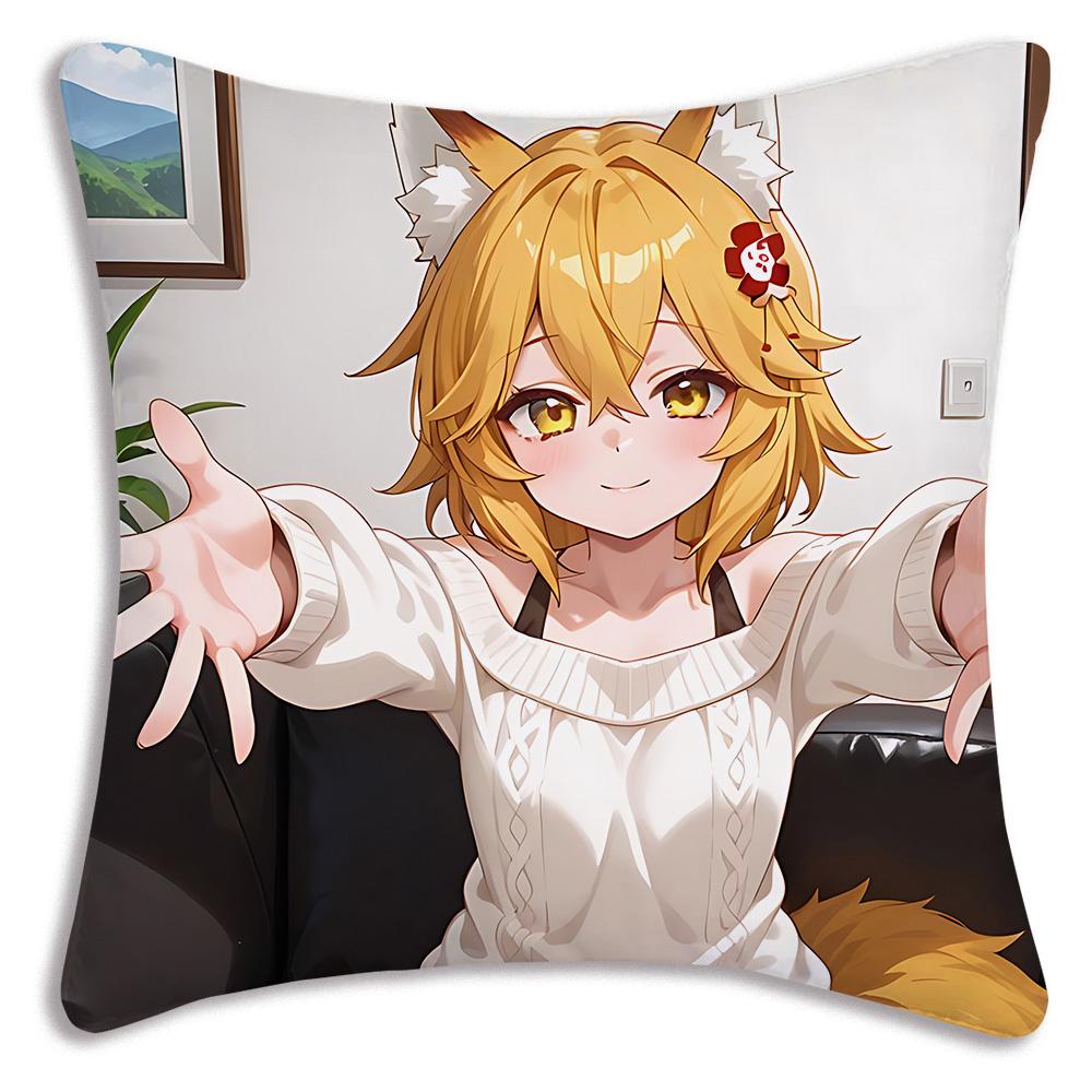 Cute The H-Helpful Fox Senko San Pillow Covers Cartoon Sofa Decorative Home Double-sided Printing Short Plush Cute Cushion Cover