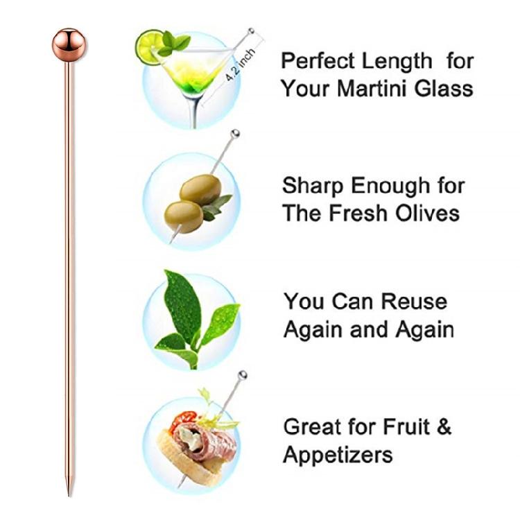 10Pcs Cocktail Picks Stainless Steel Martini Picks Reusable Metal Cocktail Pick