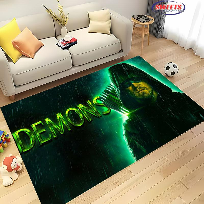 New Shelves ! Classic DC Green Arrow Carpet, Living Room Bedroom Office Children's Room of Choice, Non-slip Machine Washable Mat