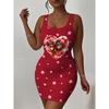 Womens Sleeveless Bodycon Midi Dress With 3D Print Breathable Lightweight Casual Office Wear