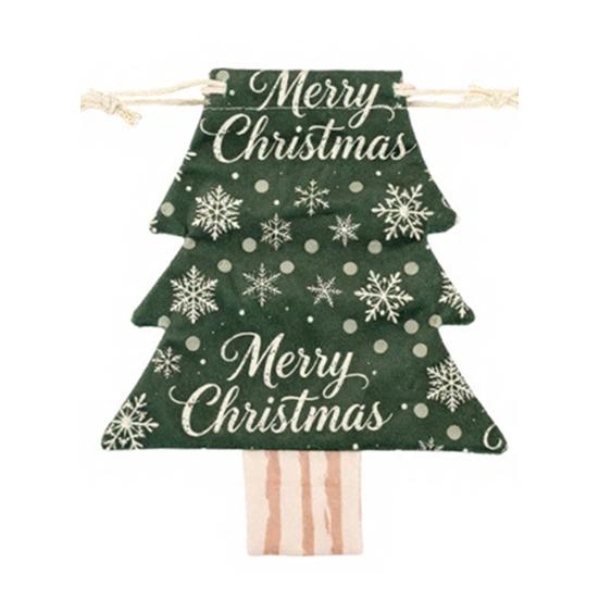 Christmas Tree Hanging Bags Shaped Drawstring Gift Bags, Xmas Treat Sacks, Holiday Pouches Candy Small Storage for Decorations Party Favors