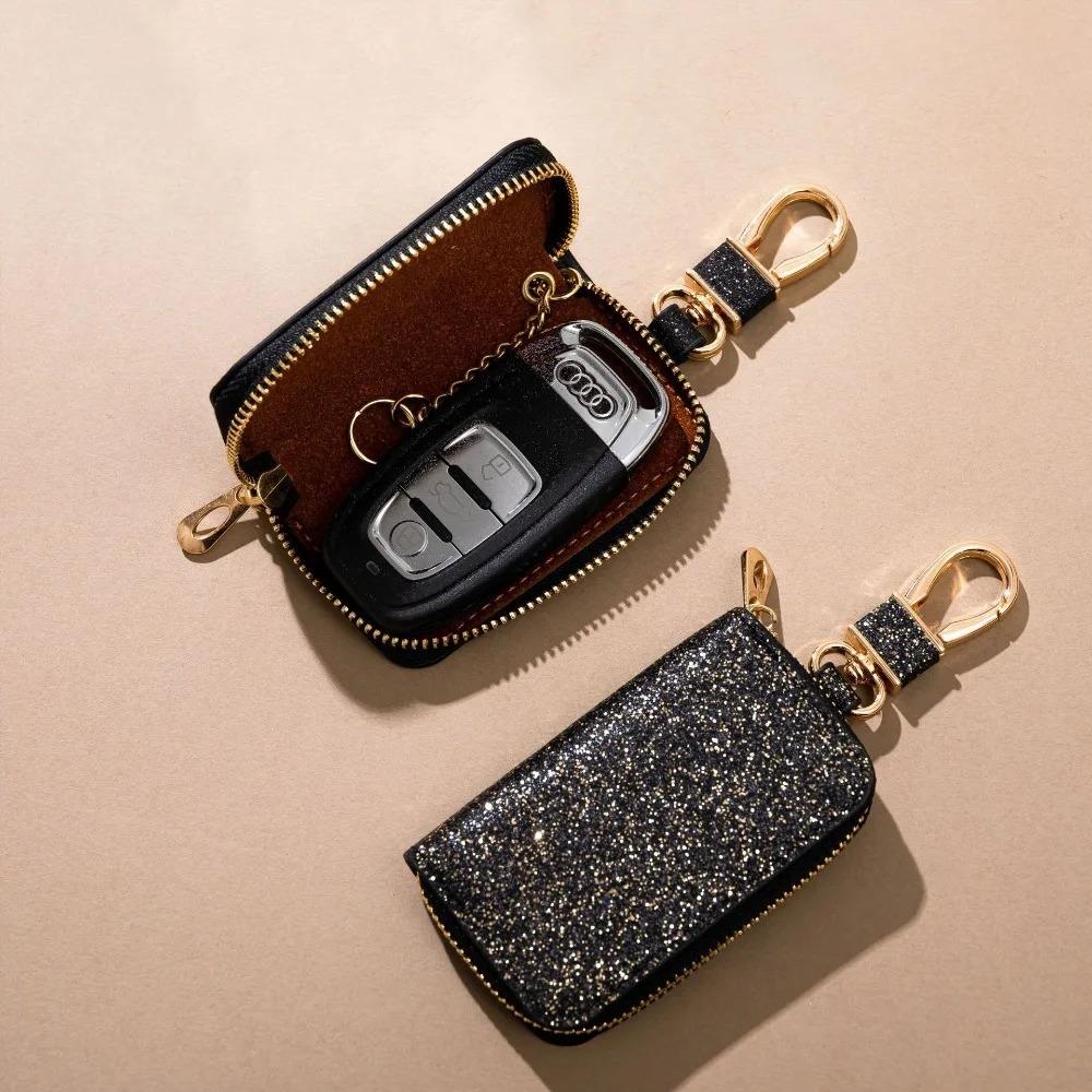 PU Key Pouch Zipper Key Holder Organizer Car Keys Bag Wallet Keychain Fashion Simple Keys Cases Bags Men Women Car Protect Cover