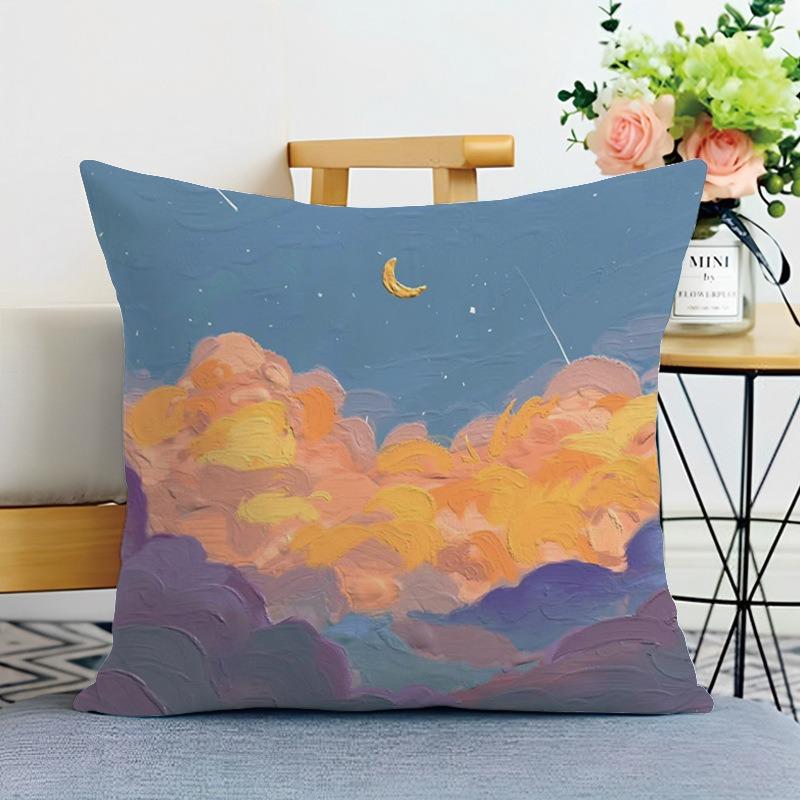 Ins Style Oil Painting Print Decorative Pillowcase Bedroom Living Room Square Cushion Pillowcase
