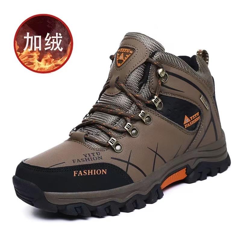 Men Boots Fashion Casual High-Top Boots Winter Plush Warm Cotton Shoes Waterproof Snow Boots Outdoor Non Slip Hiking Shoes Botas