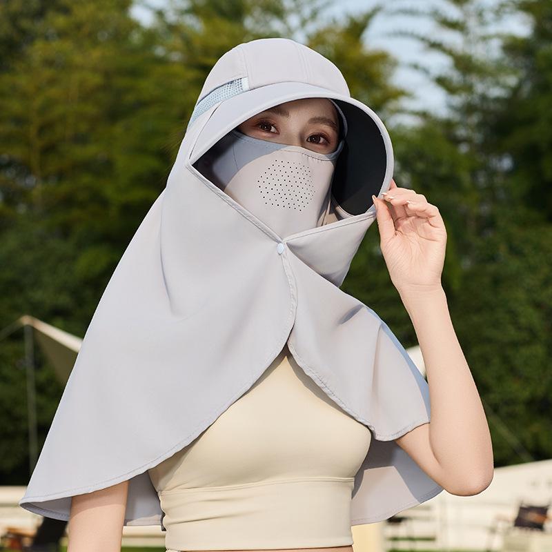 

Hat Women s Sunscreen Integrated Sun Hat Outdoor Ice Silk Shawl Face Protection Neck Protection Shoulder Show Small Face