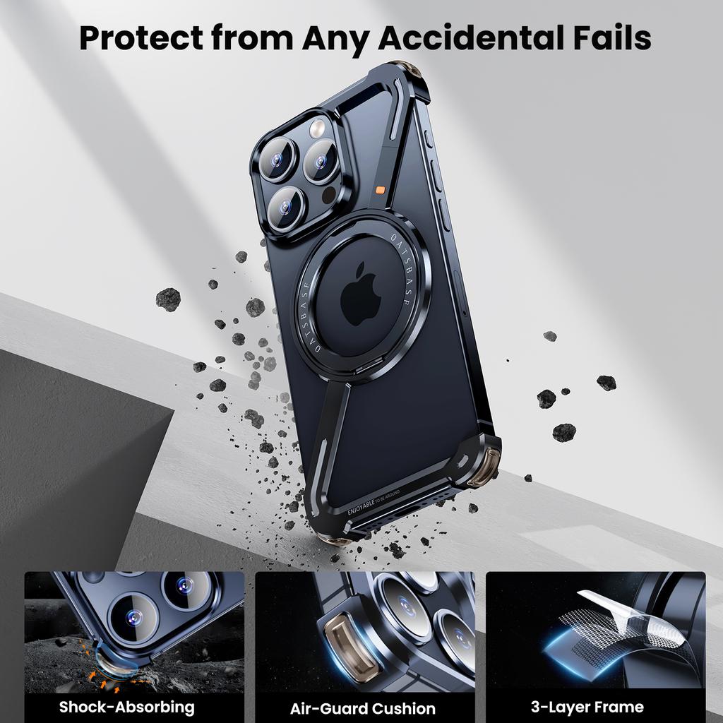 Oatsbasf Z-Form Metall Magsafe Handyhülle für iPhone 12 Pro/Pro Max Handy Schutzhülle Magnetischer Kabelloser Lade Stoßfänger