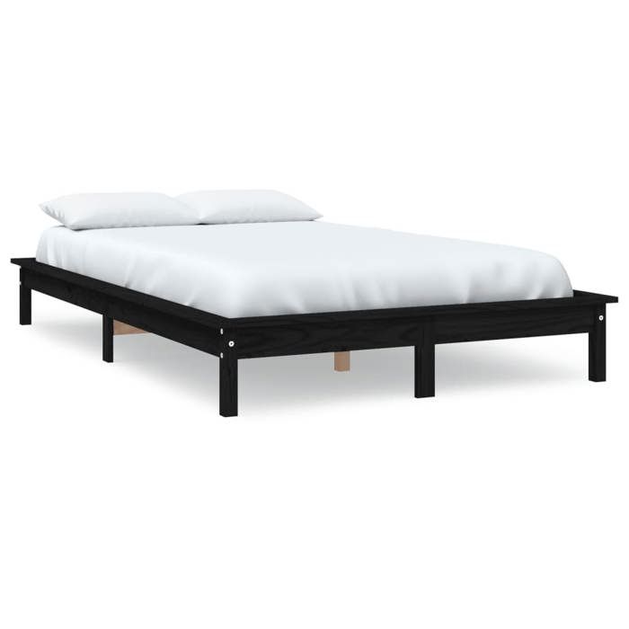 VidaXL Cadre de lit Noir 180x200 cm Bois de pin massif Super King 820560