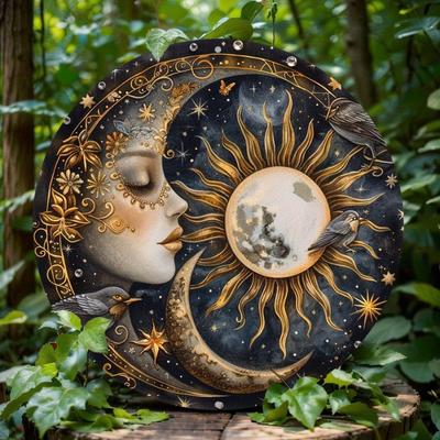Neu Acryl doppelseitig Bemalt Sonne Mond Disc Anhänger Schlafzimmer Fenster Ostern Urlaub Anhänger