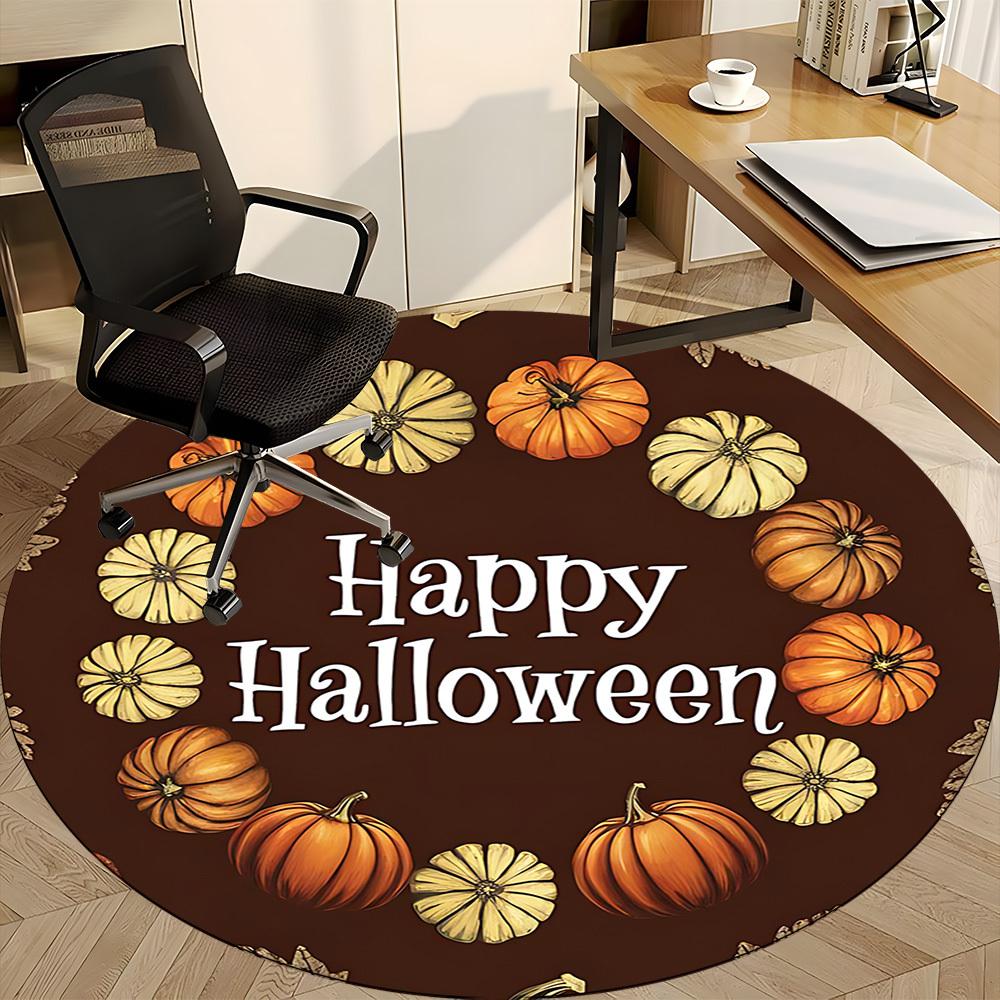 1pc Pumpkin Halloween Office Round Area Rug, Under Office Chairs Bedroom Living Room Home Decor, Room Deco, Available in Various Sizes