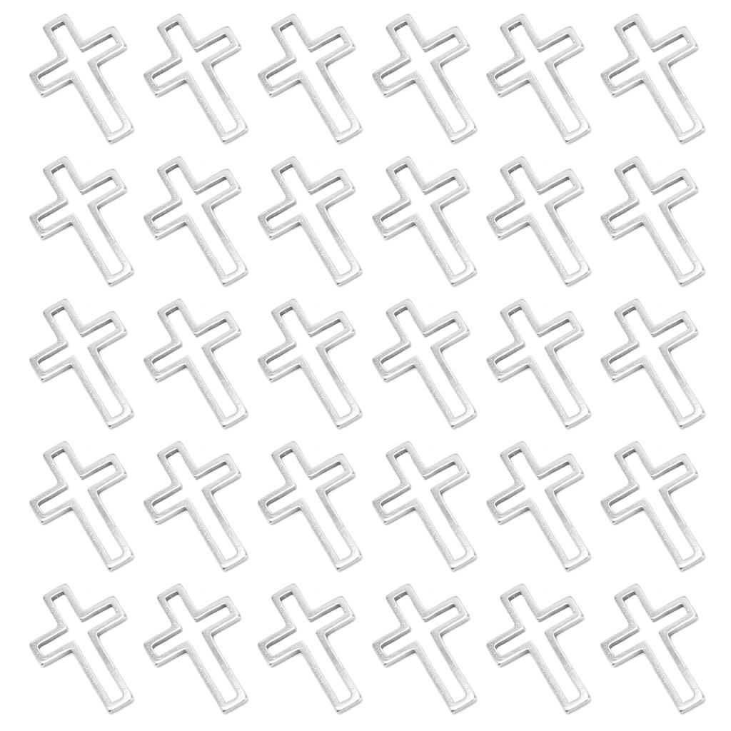 Resin Craft Bezel Stainless Steel DIY Open Bezels Hollow Frame Pendant Jewelry Making SuppliesCross Shape 30pcs S