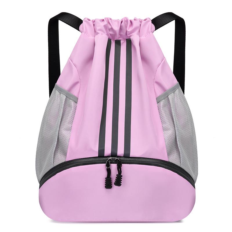 Lightweight Water-Repellent Striped Nylon Drawstring Bag - Spring Outdoor Sports & Gym Backpack