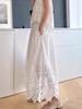 Nanyou Women's 2026 Spring French High Waist Embroidered Lace Maxi Skirt