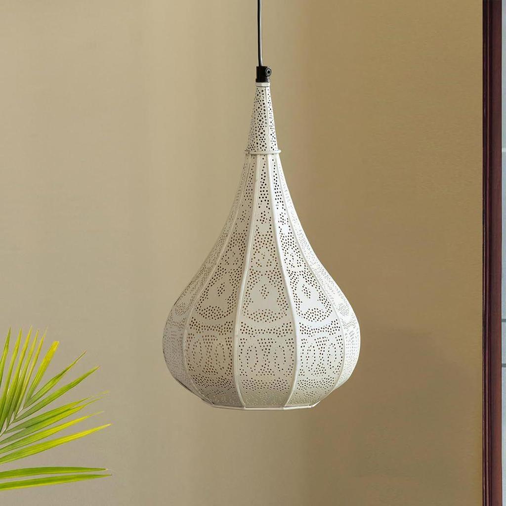 'Moroccan Flame' Pendant Hanging Light for Living Room (13.8 Inch, Iron, Matte Finish) |Pendant Light for Ceiling Light For Living Room