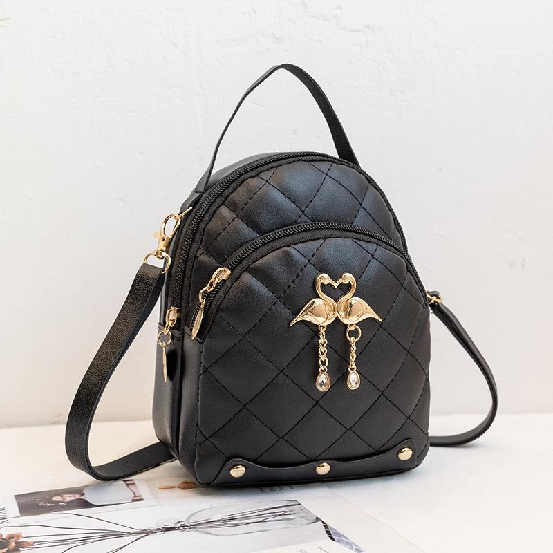 

2021 Women s Fashion Embroidered Backpack - Double Shoulder Small School Bag чёрный