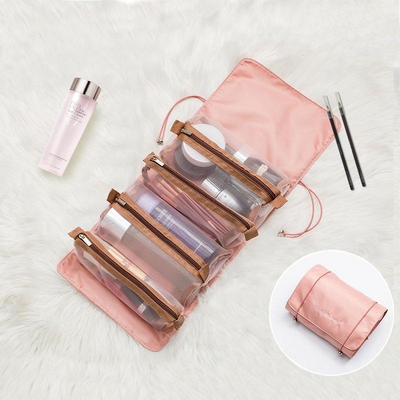 1Pc Portable Waterproof Hanging Cosmetic Bag - Large Capacity 4-in-1 Travel Toiletry Organizer
