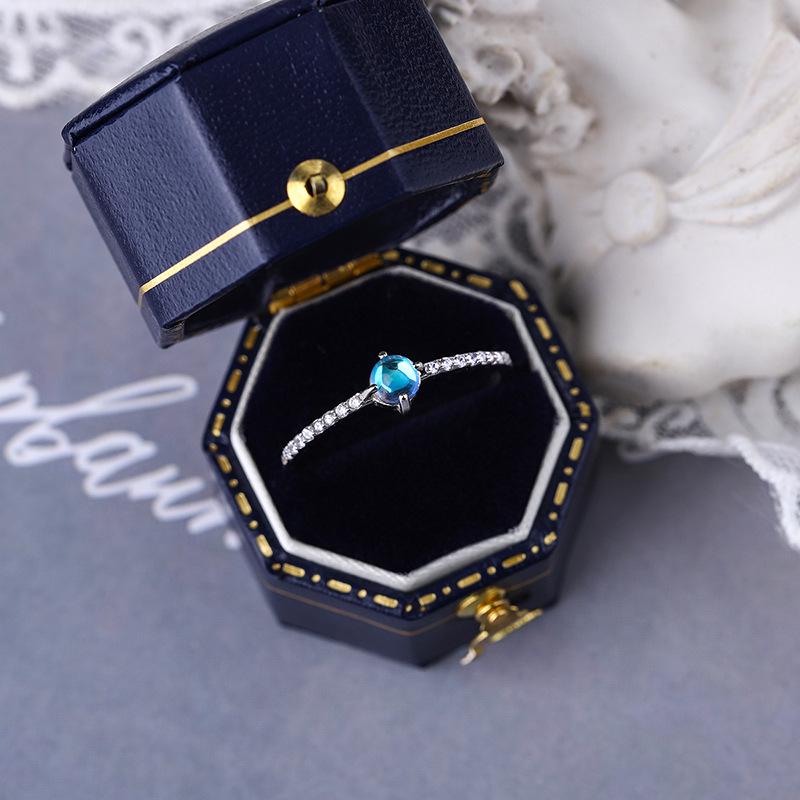 

Women s Luxurious S925 Sterling Silver Moonstone Ring - Simple Korean Style Fashion Adjustable Open Size