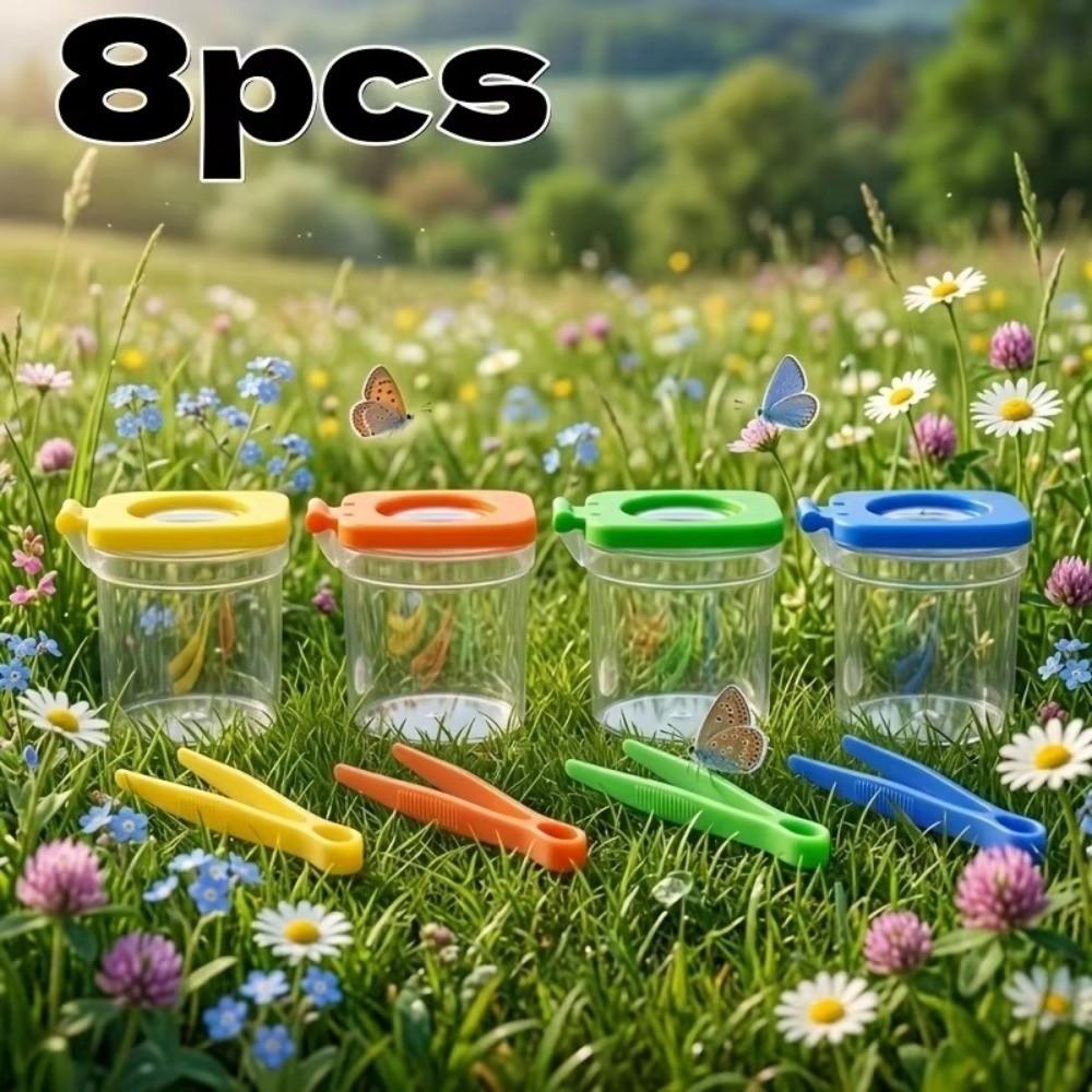 8pcs Clear Insect Observation Kit Plastic Insect Collection Box  Science and Nature Exploration Set