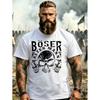 Black T Shirt With Skull And Boser Alter Mann Print For Men Outdoor Adventure And Casual Wear, PLUS SIZE
