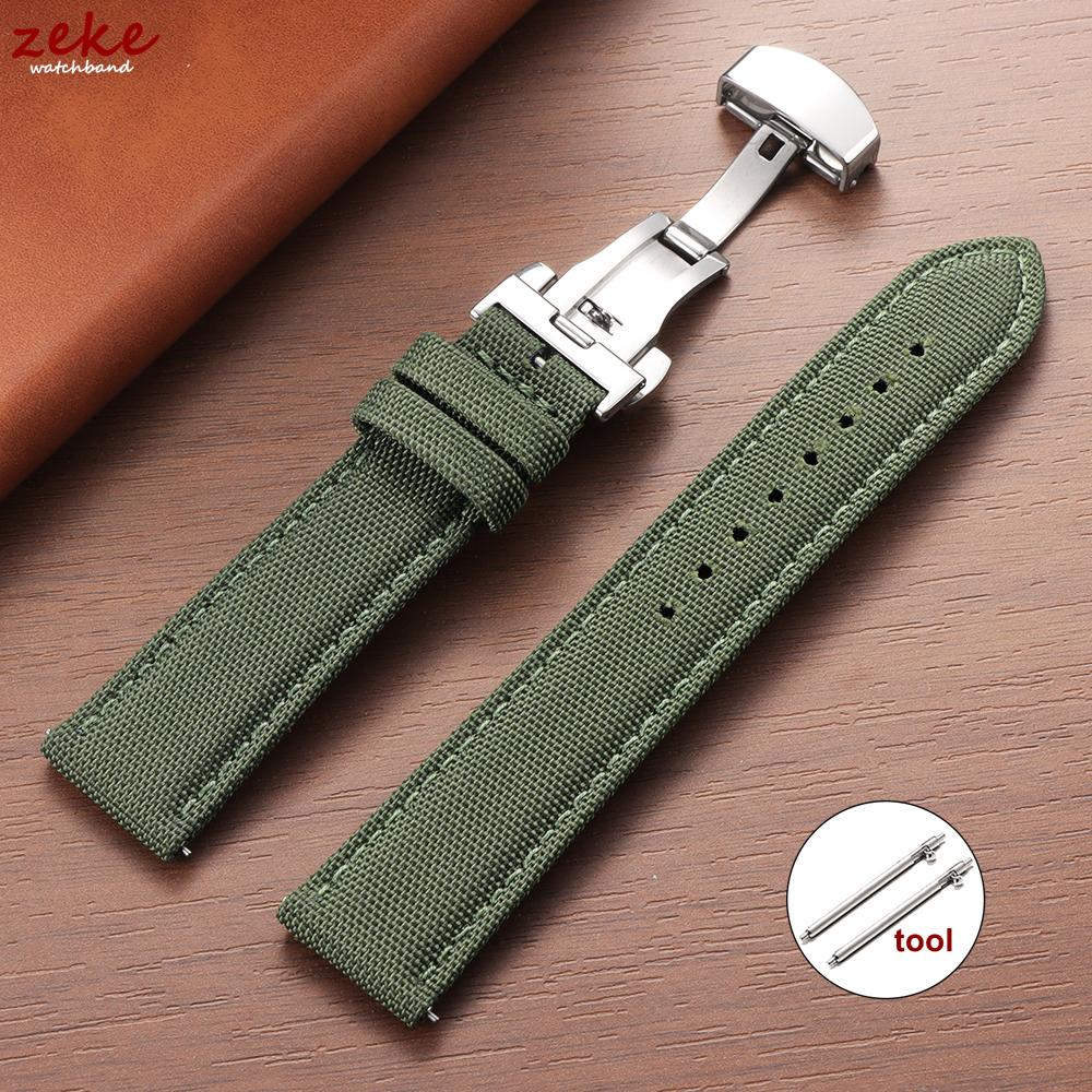 Quick Release Nylon Sailcloth Watch Strap 20mm 22mm Butterfly Buckle Band for Omega for Seiko Watchband Men's and Women's Belt