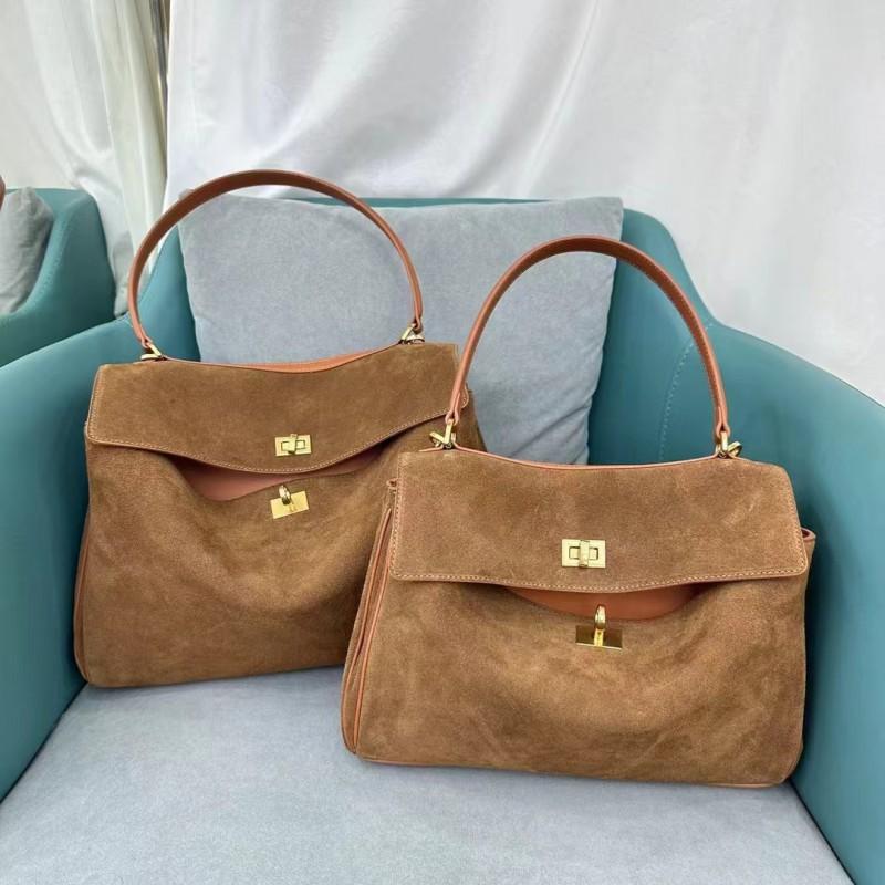 Suede Leather Tote Bag With Lock