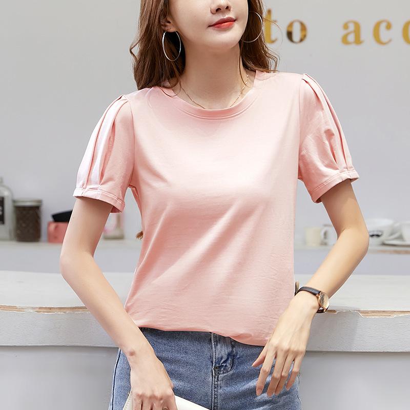 

Хлопковая футболка большого размера, женская футболка Harajuku, базовые свободные футболки с короткими рукавами, мягкие женские однотонные топы, зеленый летний джемпер M розовый