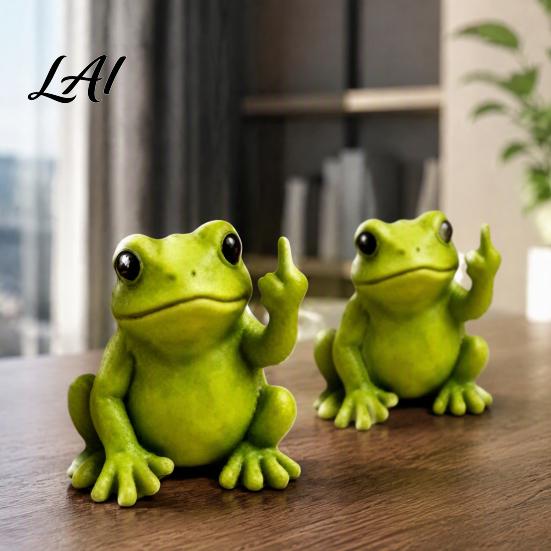 Conversation Starter Desk Decor Mini Monkey Figurine Funny Resin Frog Statue with Middle Finger Gesture Sarcastic Unique Birthday Gift Ideas