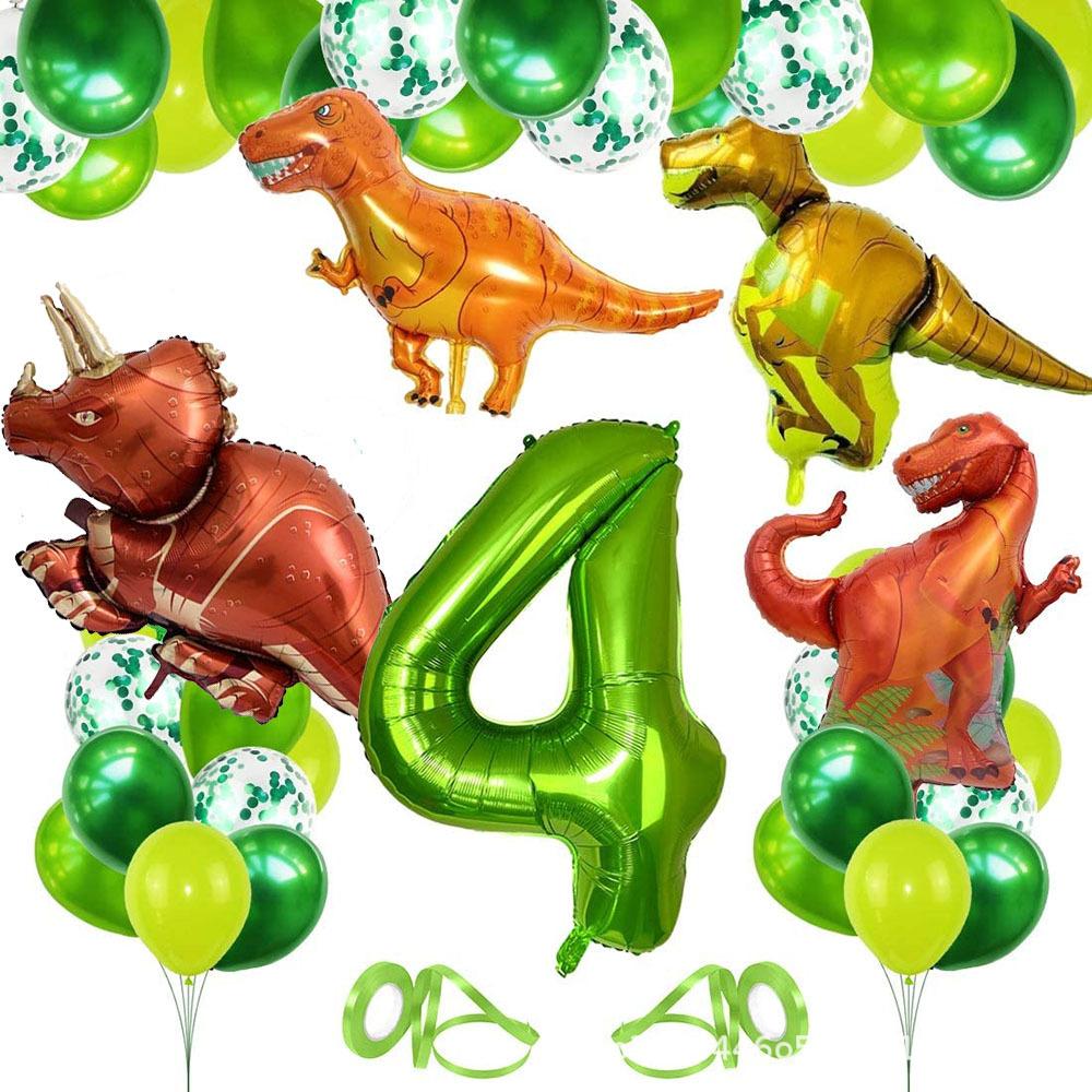 Dinosaur 1 -9 Years Old Birthday Party Balloon Background Decoration Number Set Birthday Number Balloon Set Green 