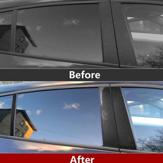 Carbon Fiber Look Window Pillar Post Trim Sticker Pattern for Panamera 2010-2016
