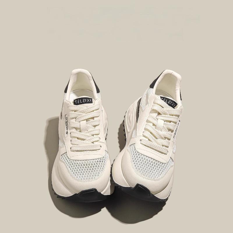 Yunfu Pink Small Inner Height Increase Women's Shoes 2025 Summer New Mesh Little White Shoes Breathable Sports Dad Shoes