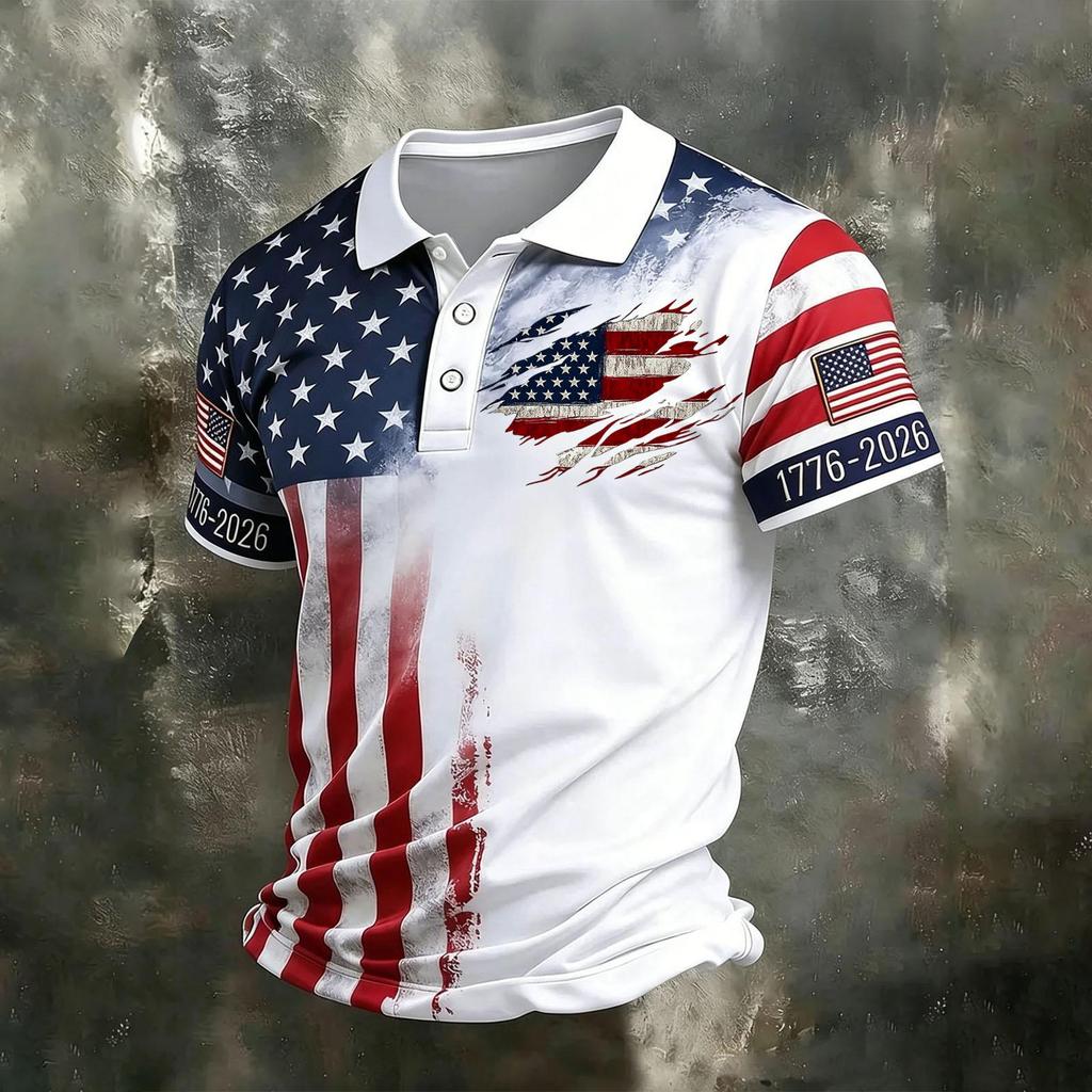 Men's Casual Quick Dry Mesh Golf Polo Shirt Short Sleeve Printed Button Down Lightweight Sportswear Top for Outdoor Activities