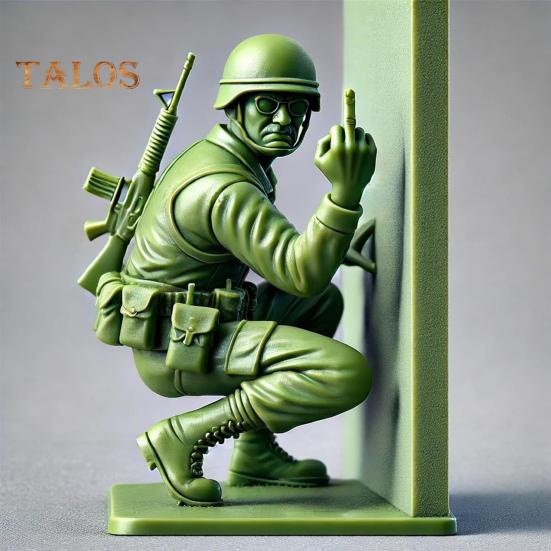 Grønn Soldatfigur Militærmenn Ornament Skrivebordsdekorasjon Miniatyrsoldatstatue for Latespill Militært Temaselskap