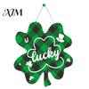 Garden Gate Hanging Ornament St. Patrick's Day Wooden Door Sign, Luck Clover Green Hat Themed Decor for Home Plaque, Decorative Ornaments Holiday