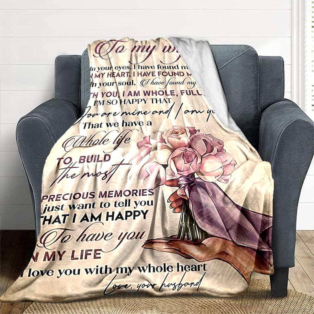1pc Love Envelope for Wife Blanket, Lightweight Flannel Throw For Sofa, Bed, Travel, Camping, Livingroom, Office, Couch, Chair