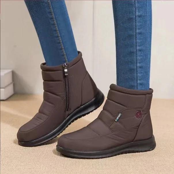 Fashion Women's Boots Winter Shoes For Women Ankle Boots Warm Fur Botas Mujer Waterproof Low Heels Snow Boots Winter Flat Shoes
