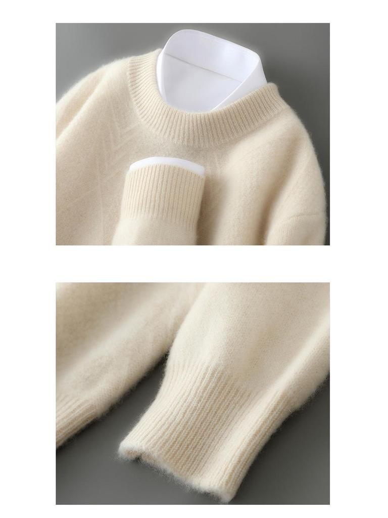 Men's 100% Pure Wool High Neck Seamless Knitwear Base Layer – Loose, Thickened, and Perfect for Autumn/Winter.