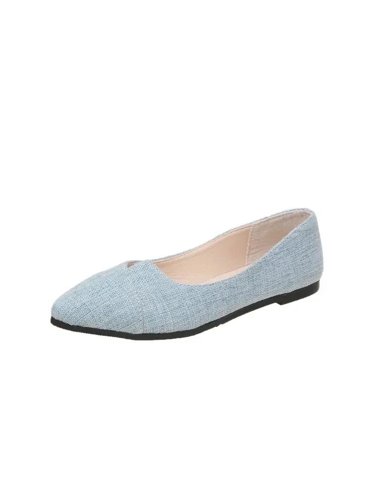 2024 Fashion Slip On Loafers Breathable Stretch Ballet Shallow Flats Women Soft Bottom Pointed Toe Boat Shoes Plus Size 43