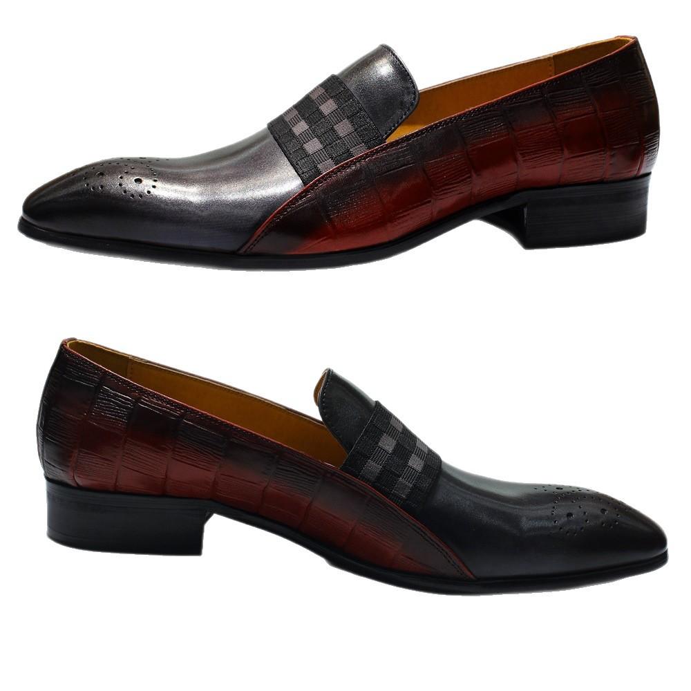 Summer One-Pedal Leather Shoes Men'S Pointed Business Leisure Without Belt Engraving Men'S Shoes British Leather Lazy Loafers