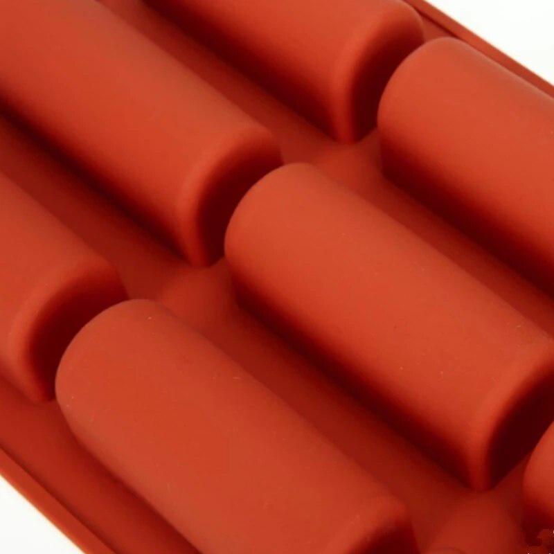 Neue 9-Hohlraum-Silikonform 3D-Stick Halbzylindrische Lange Streifenform Schokoladentrüffel-Mousse-Kuchen-Dessertform DIY Backformen