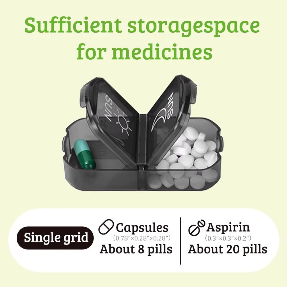 UNTIOR  Portable Weekly Pill Box Morning and Evening Large Capacity Travel with 14 Compartments to Hold Pills Vitamins