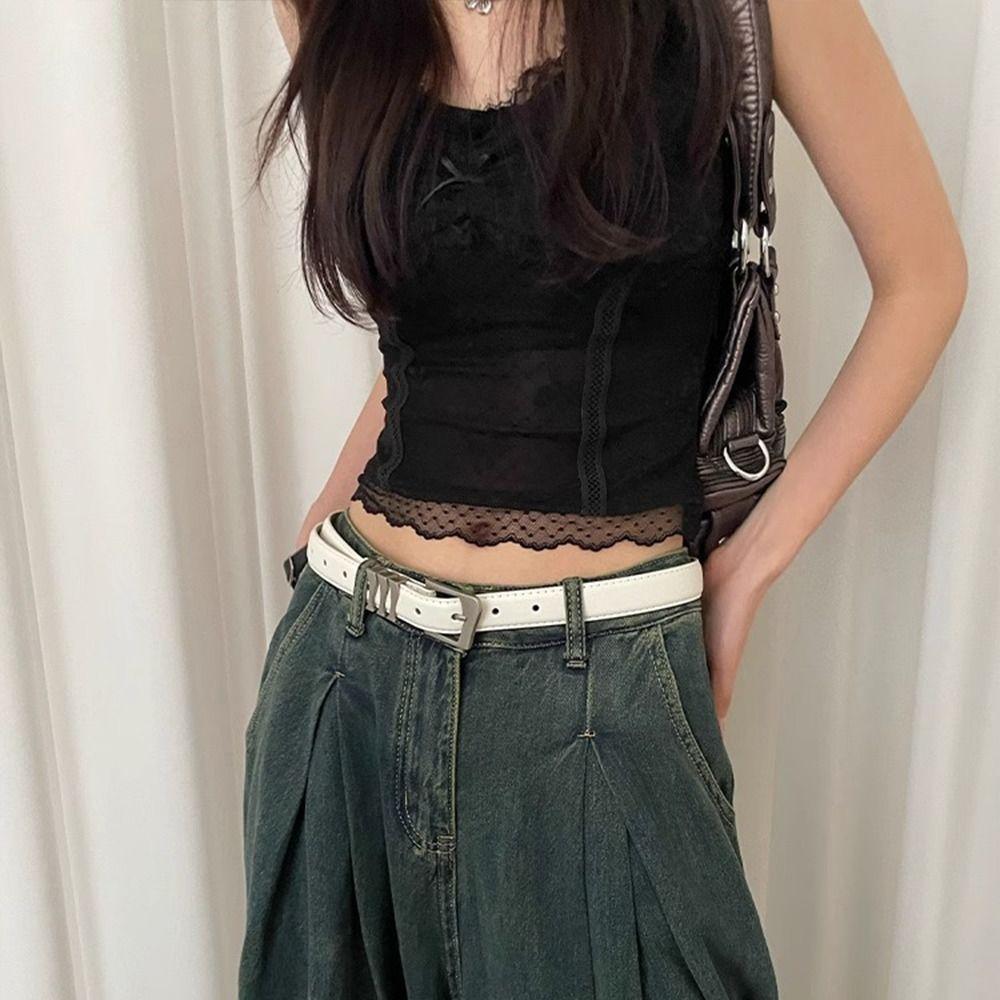 Designer Women's Belt PU Leather Dress Jeans Belt Korean Metal Buckle Waist Belt  Streetwear