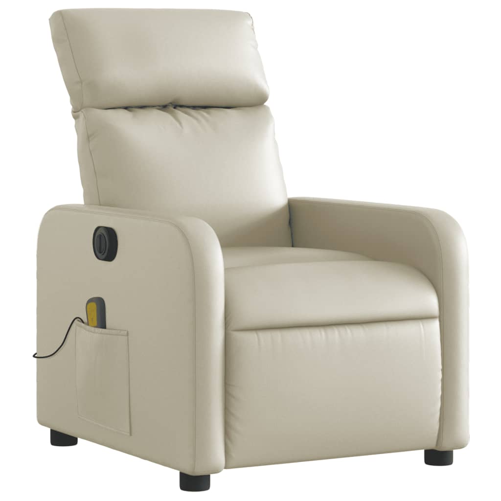 Electric Massage Chair Cream Faux Leather