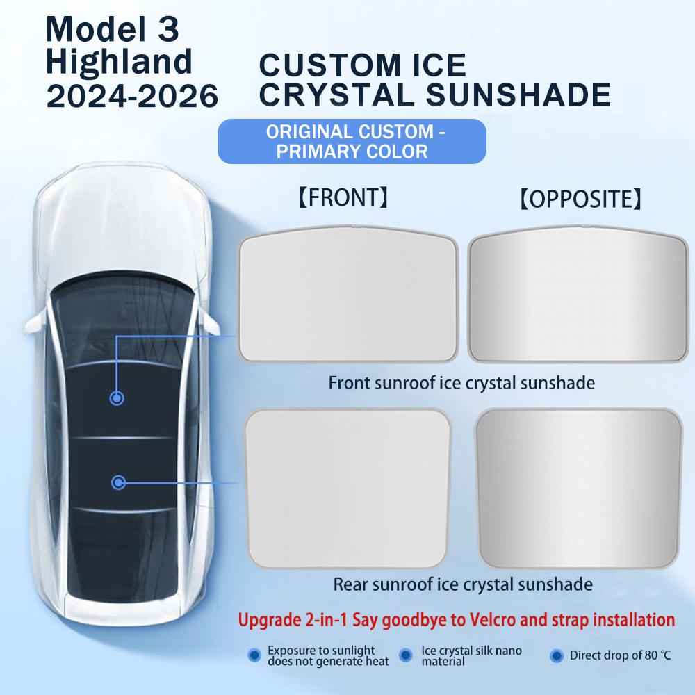 Heenvn For Tesla Model 3/Y Model 3 Highland Model Y Juniper 2025 2026 Car Ice Cloth Buckle Sunshade Front Rear Sunroof Skylights