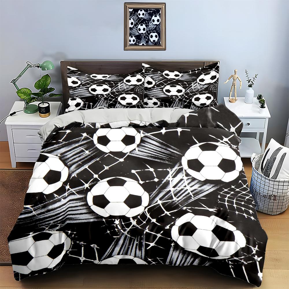 Soccer-themed design. Bedding Duvet cover sets Duvet covers Pillowcases gifts (1 * Duvet Cover 2 * Pillowcases, without duvet insert)